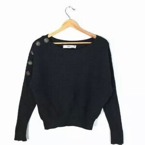 Zara black knit ribbed bat sleeve sweater size Small